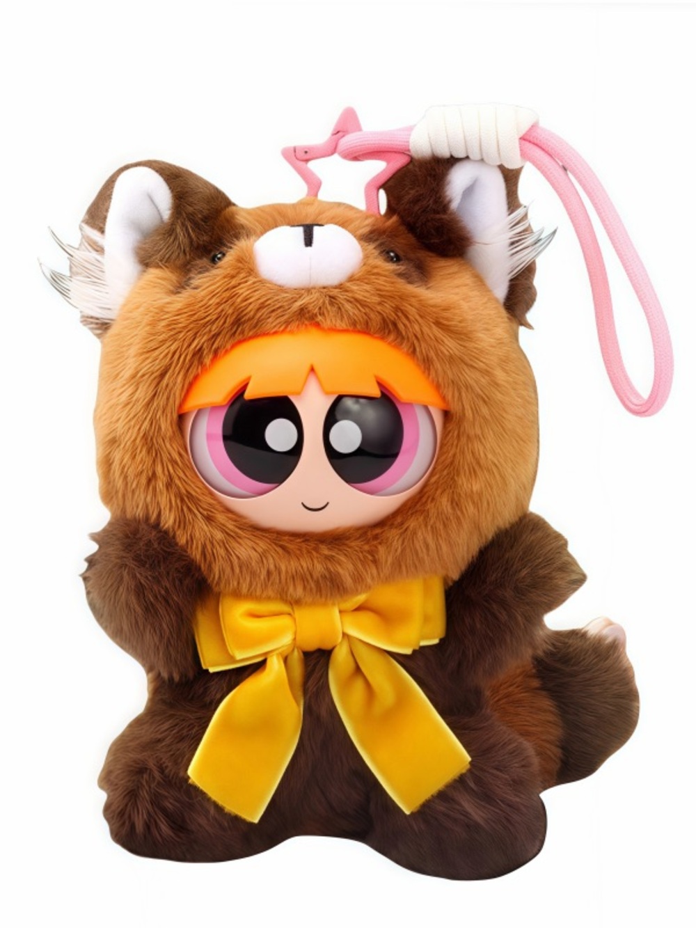 Miniso Hugkis X Powerpuff Girls Forest Party plush keychain - Blossom Raccoon